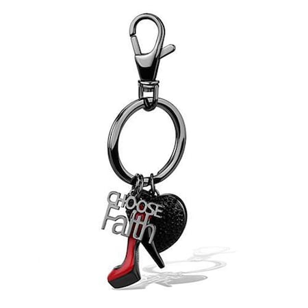 Tistheseason Women IP Light Black Stainless Steel Key Ring with Top Grade Crystal in Jet TI1491243